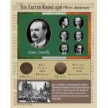 James Connolly Easter Rising Original Penny Coin Birth & Death Metal Montage