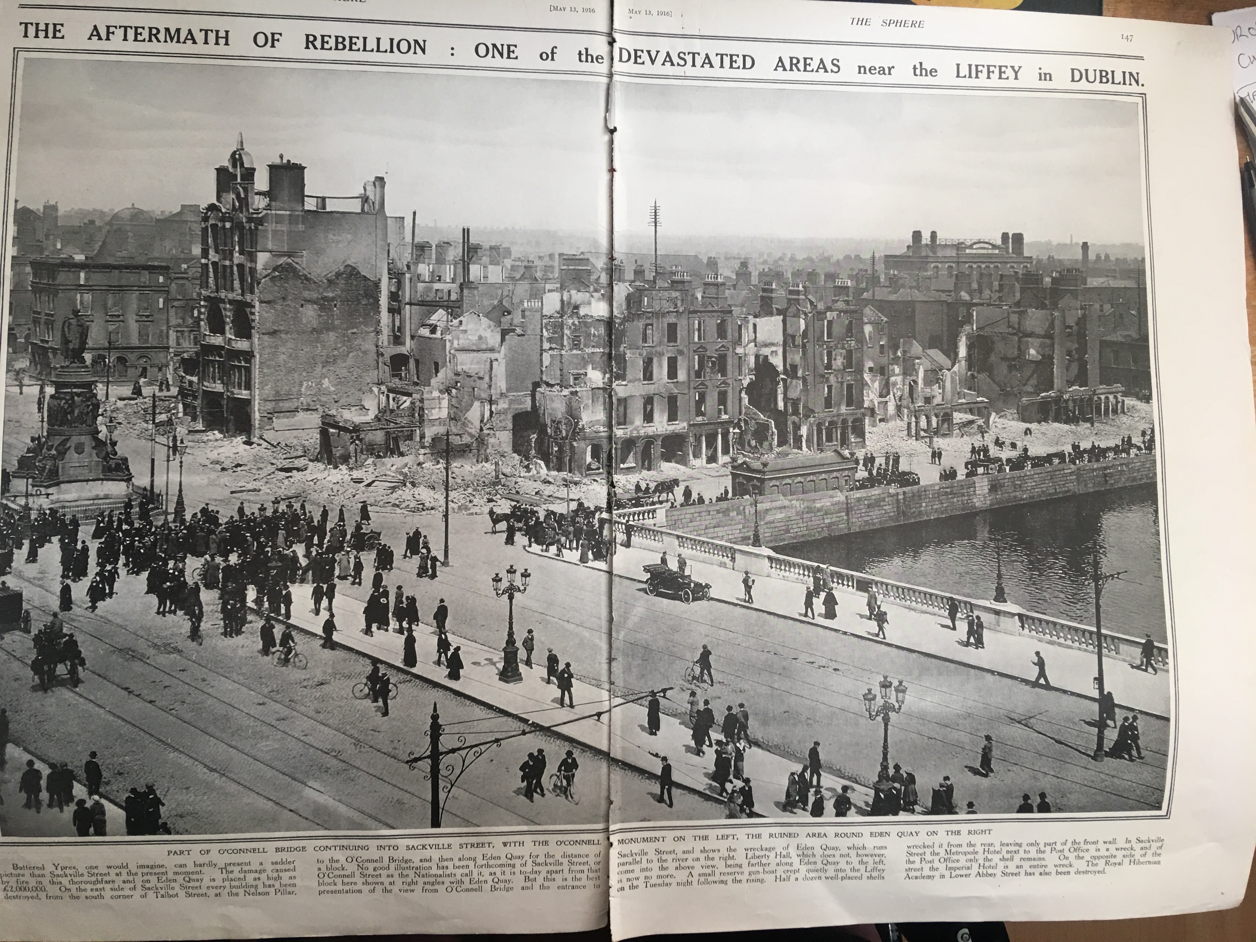 Double Page Easter Rising 1916 Rare Image Aftermath Of The Rebellion