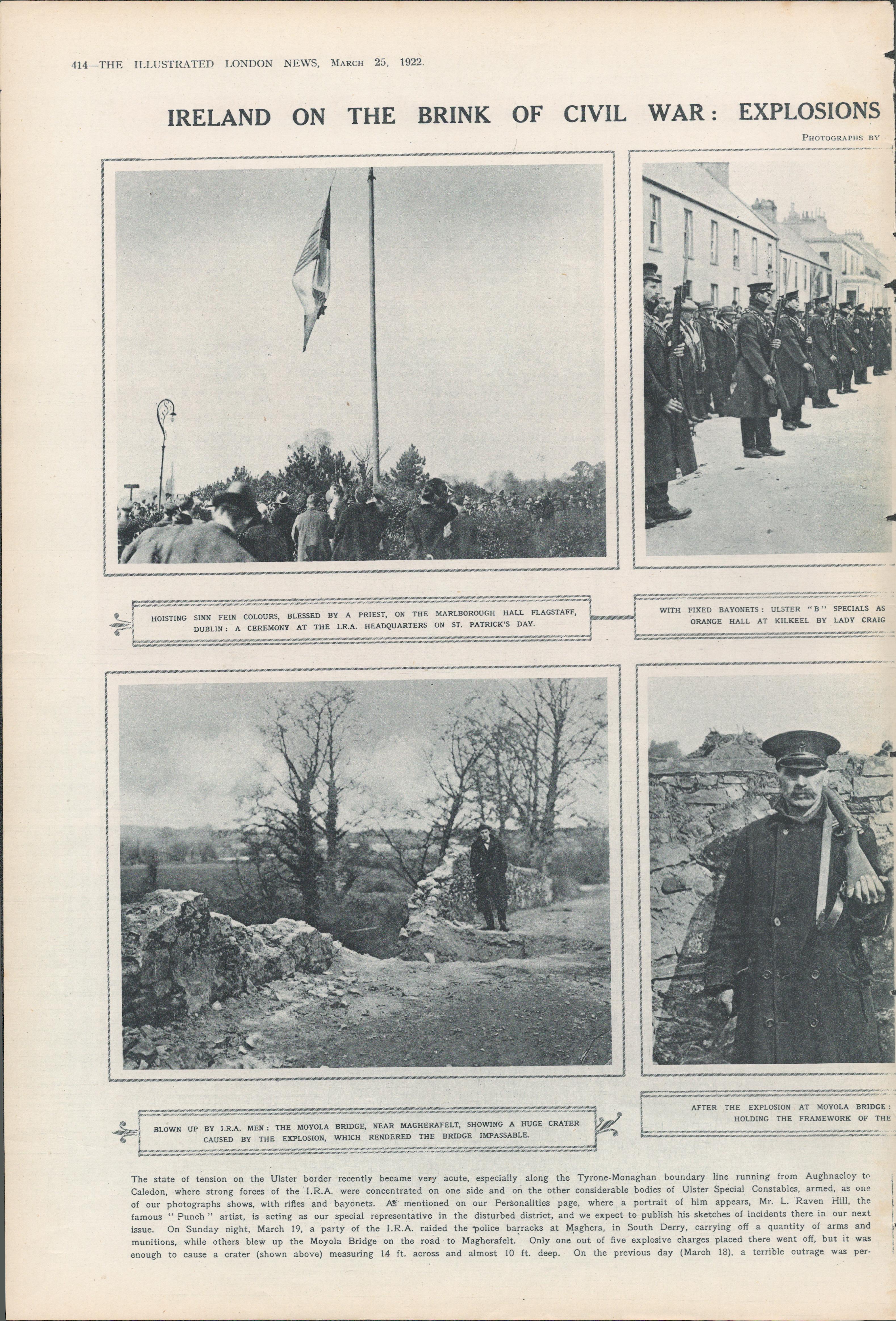 Ireland On The Brink Of Civil War Ulster Border, Belfast Attacks 1922 Original - Image 2 of 3