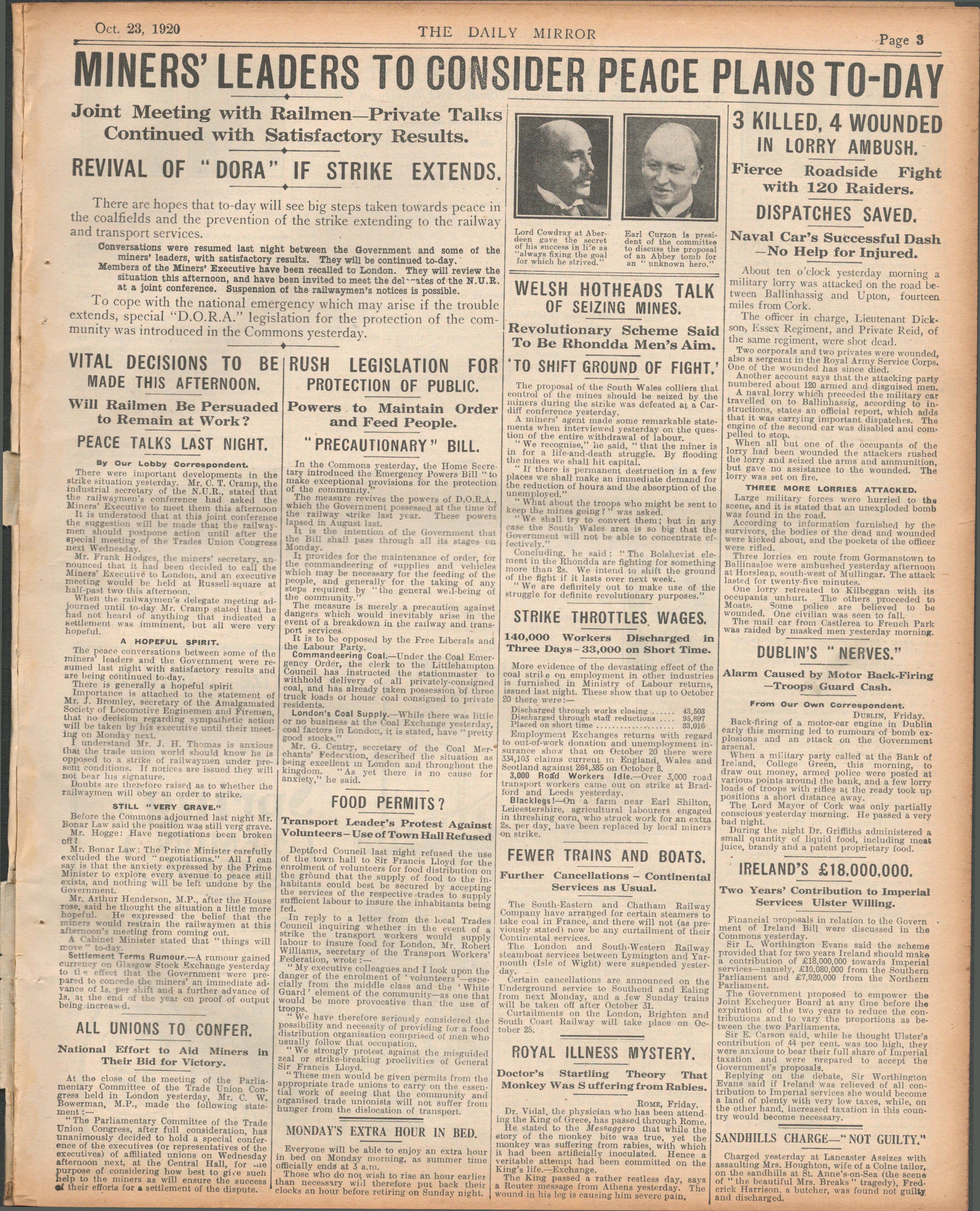 Set Of 3 Original Newspapers Each With The Irish War Of Independence News Reports (3) - Image 2 of 3