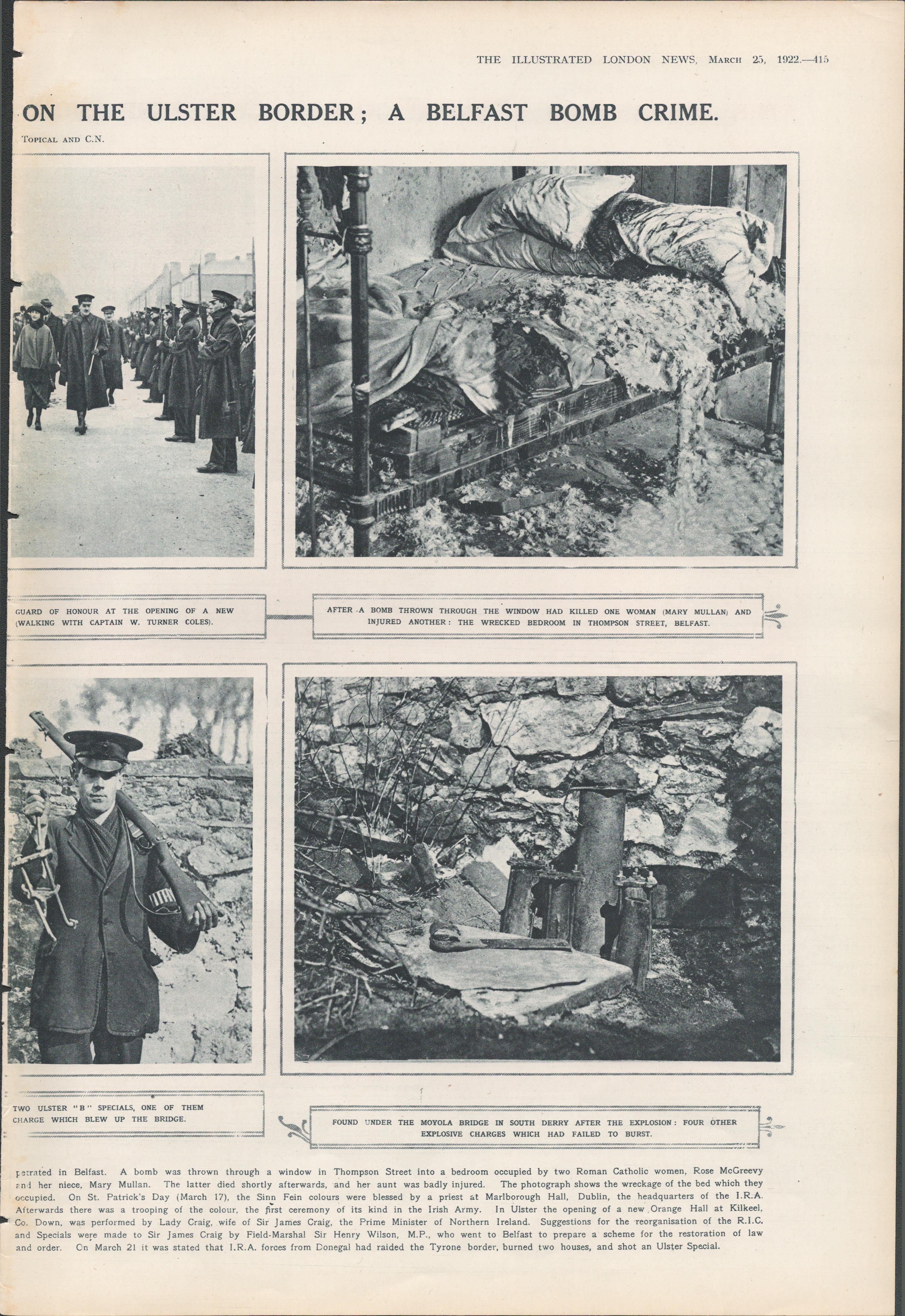 Ireland On The Brink Of Civil War Ulster Border, Belfast Attacks 1922 Original - Image 3 of 3