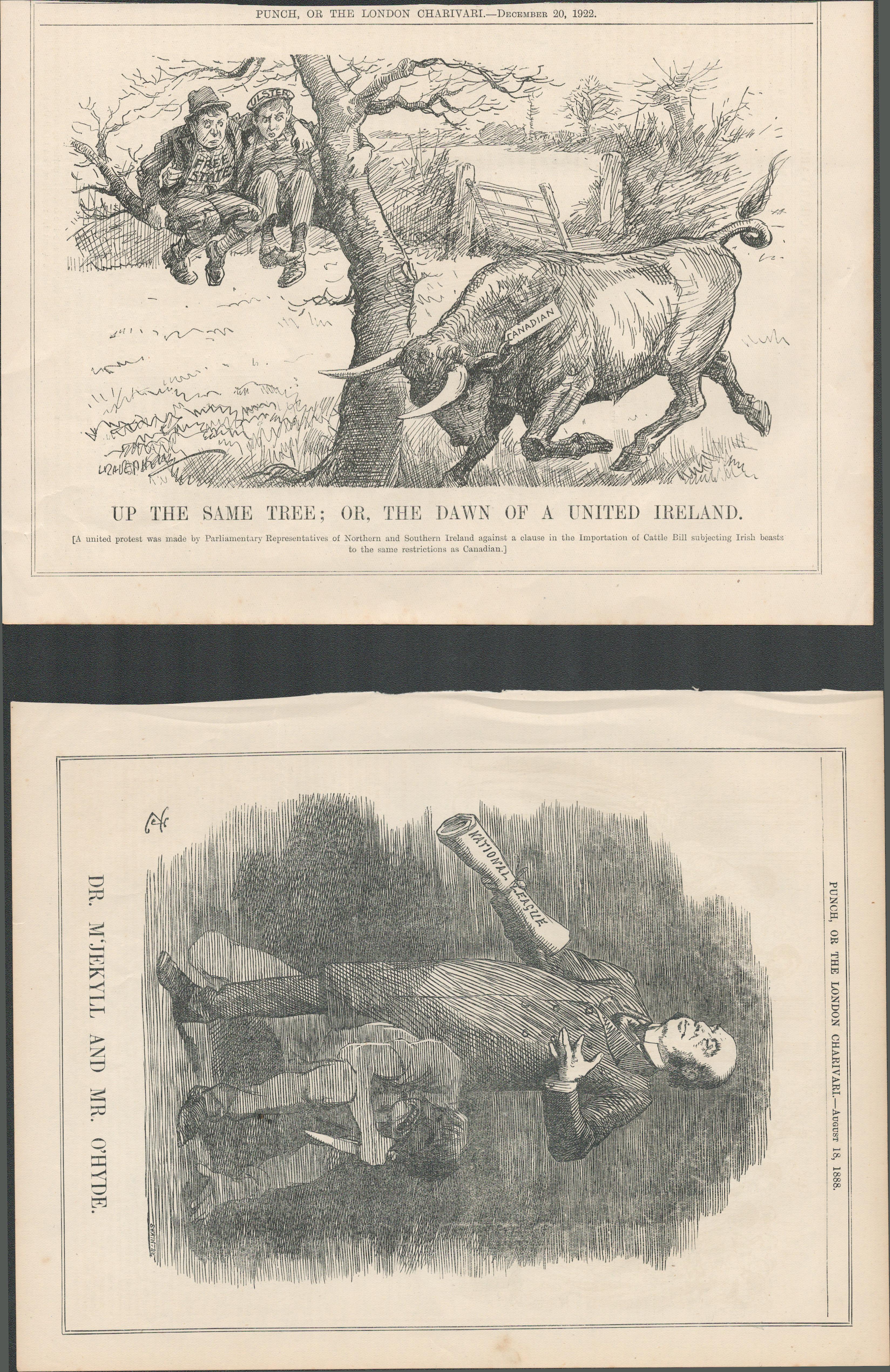 2 Original Antique Prints Irish Civil War (1922) M' Jekyll And Mr O'Hyde (1888)