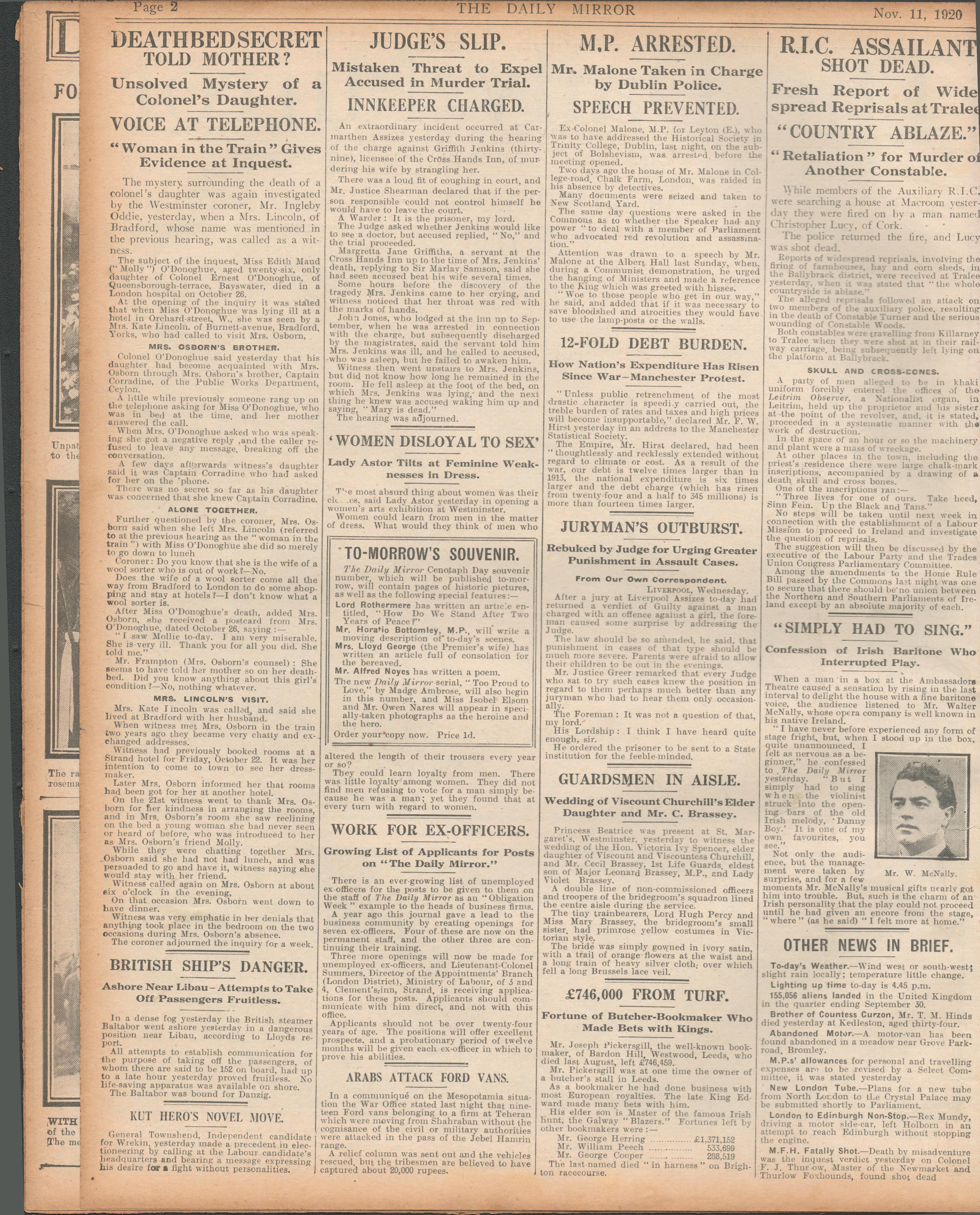 Set Of 3 Original Newspapers Each With The Irish War Of Independence News Reports (5)