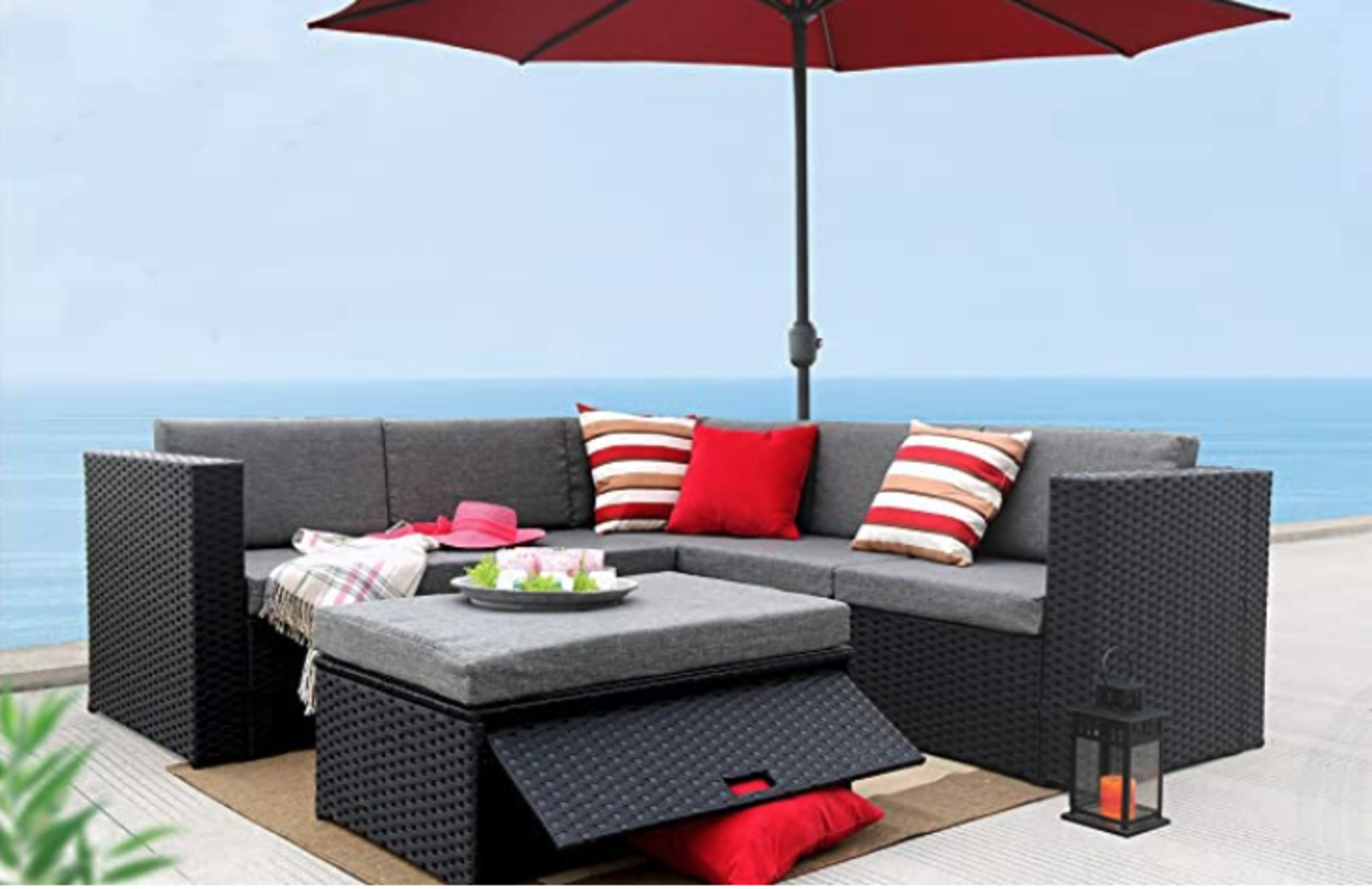 4 sets of - Baner Garden K35 4 Pieces Outdoor Furniture Complete Patio Wicker Rattan Garden Corner