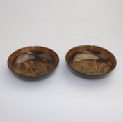 A rare pair yellow printed Brown / Portobello Ware pottery Saucers C.1810