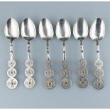 A set Chinese silver Shanghai Spoons by Lueng Wo C.19thC