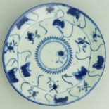 A large Chinese blue & white Saucer Dish signed pre 1800
