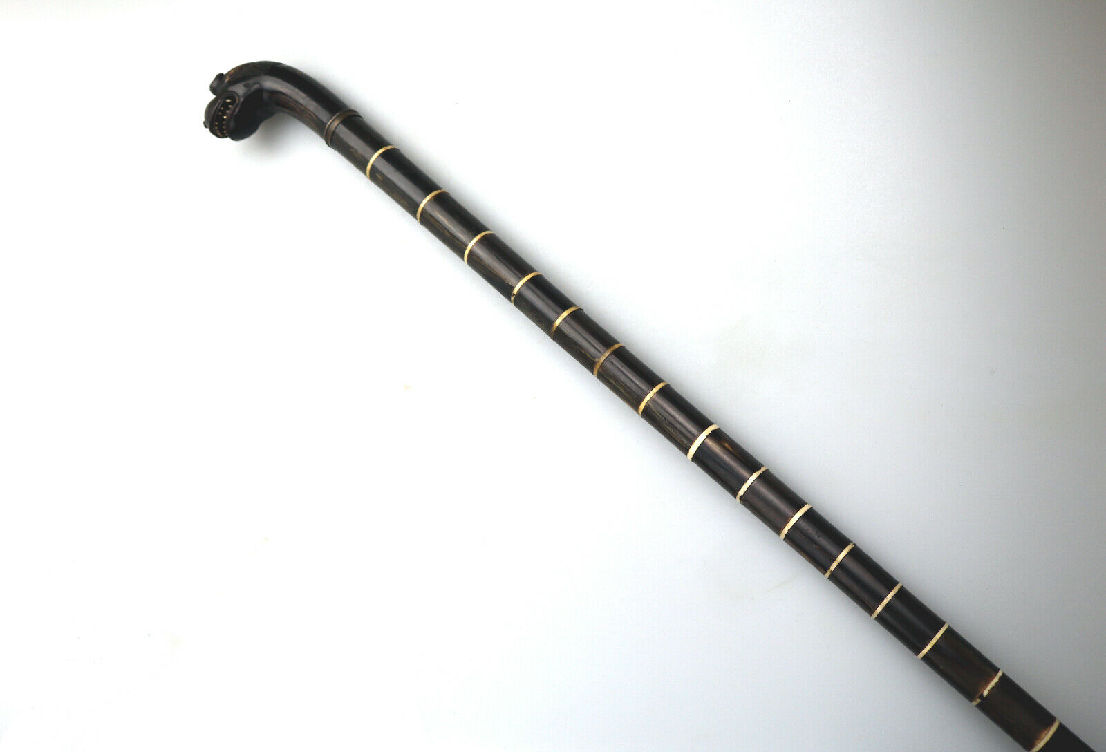A rare Colonial sectional grotesque handled Walking Stick / Cane 19thC - Image 4 of 11