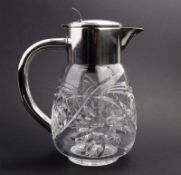 An attractive & substantial WMF deep cut glass & silver plate Lemonade Jug C.1935+