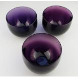 3X Victorian amethyst coloured glass Finger Bowls C.19thC