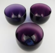 3X Victorian amethyst coloured glass Finger Bowls C.19thC