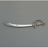 A novelty Egyptian solid silver Scimitar / Sword Letter Opener C.20thC