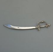 A novelty Egyptian solid silver Scimitar / Sword Letter Opener C.20thC