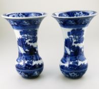 A Large pair of Wedgwood blue & white transferware pottery Fallow Deer Vases C.Early 20thC