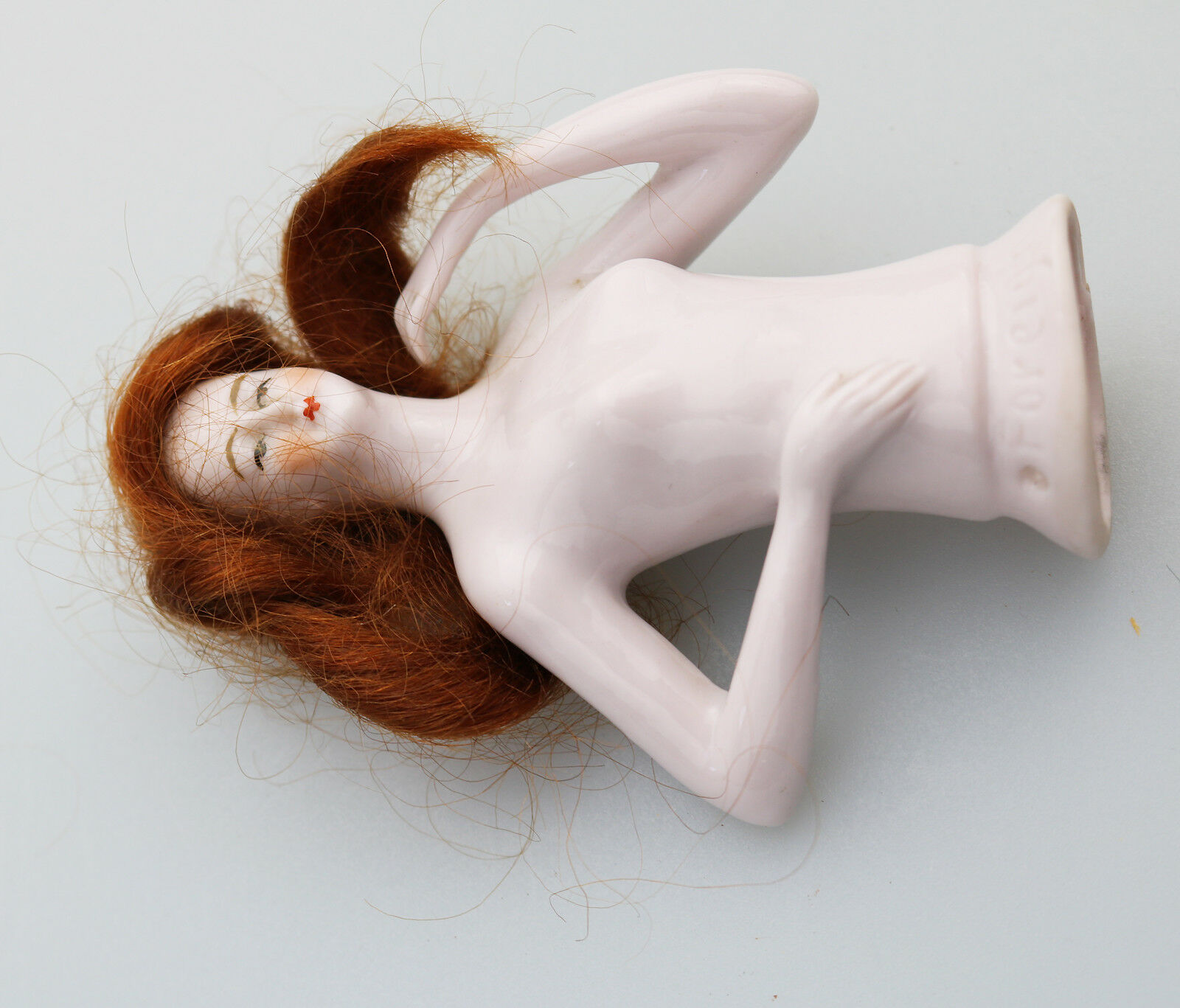 A good European porcelain half doll / with hair C.1920's - Image 3 of 6