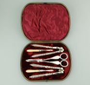 A good silver plate Dessert Serving Set - Cased by Atkin Bros C.19thC