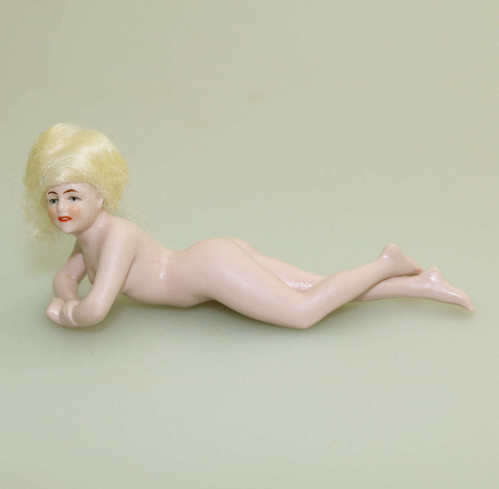 A stunning bathing beauty / half doll with hair C.1910-1920'S