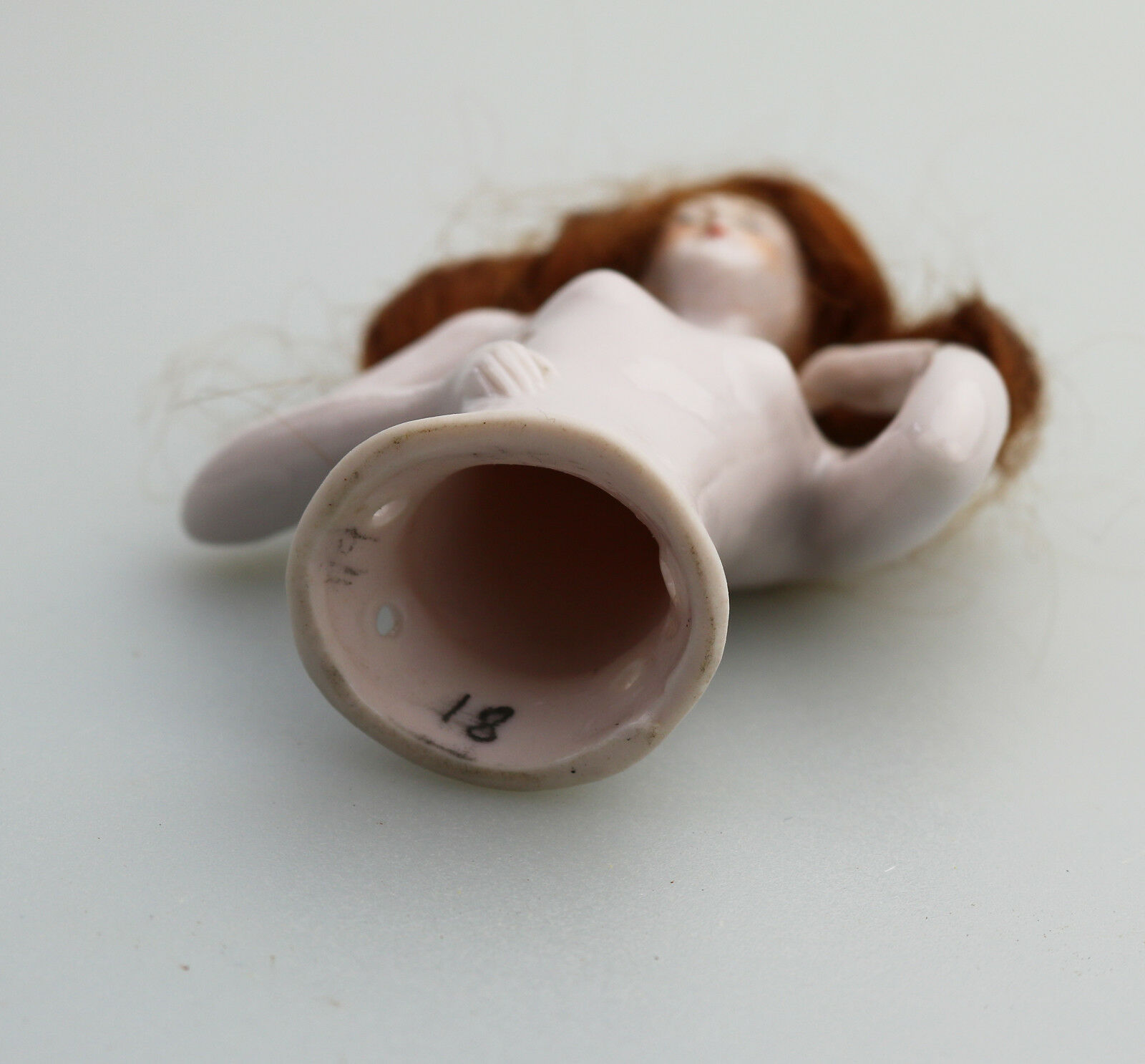 A good European porcelain half doll / with hair C.1920's - Image 6 of 6