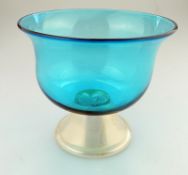 Murano La Murrina Venetian Art Glass signed blue & gold pedestal Bowl C.20thC