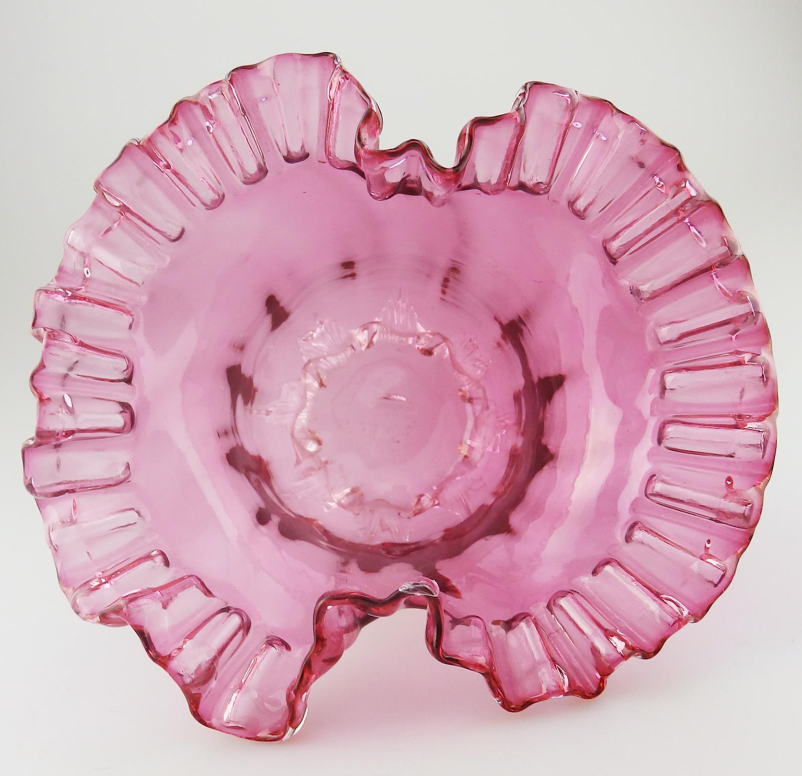 A good and large Victorian cranberry glass Bowl No.2 C.19thC - Image 5 of 7