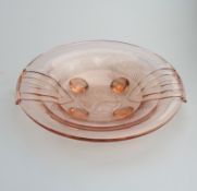 A large pink Art Deco bowl by S_chsische Glasfabrik August Walther & S_hne AG 1930's