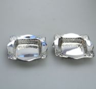 A pair of solid silver pierced square Bonbon Dishes Chester C.1927