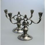A good pair of Art Deco Scandinavian pewter Candelabras by Just Anderson C.1930