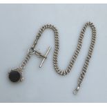 A heavy solid silver Watch Albert and spinning Fob 47.9g C.1919