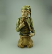 A very large Continental coloured bisque Shop Advertiser half Figure for a Tobacconists C.19thC
