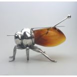 A rare Mappin & Webb novelty Bee Honey Pot & Spoon C.1900-1925
