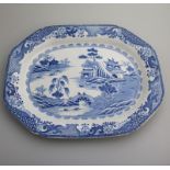 English Ironstone Pottery William Turner blue & white Platter / Meat Plate C.1810