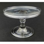 A very good Georgian glass Patch Stand with teardrop stem & folded foot C.18th