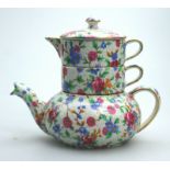 A Grimwades Royal Winton pottery Old Cottage Chintz Solo Batcheler's Tea set C.1930+