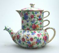 A Grimwades Royal Winton pottery Old Cottage Chintz Solo Batcheler's Tea set C.1930+