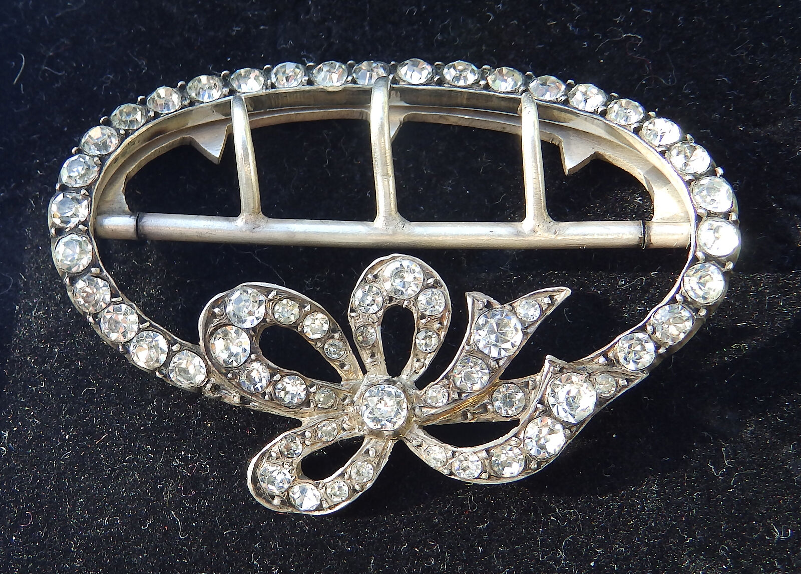A large (tested) solid silver diamante / rhinestone Buckle C.1900+ - Image 2 of 4