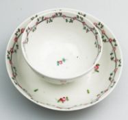An attractive New Hall porcelain Tea Bowl & Saucer C.18thC