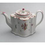 An attractive English porcelain New Hall lozenge Teapot Pat No.195 C.18thC