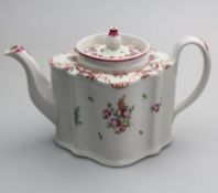 An attractive English porcelain New Hall lozenge Teapot Pat No.195 C.18thC