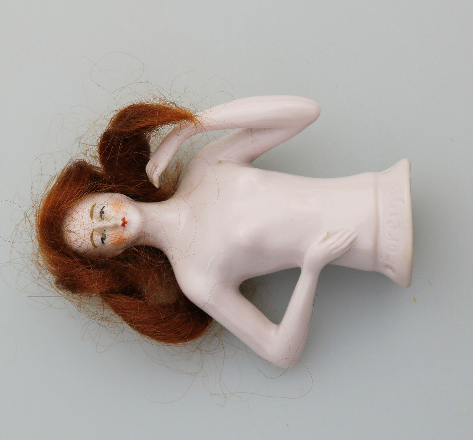 A good European porcelain half doll / with hair C.1920's - Image 2 of 6