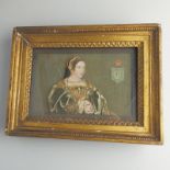 A Commemorative Tinsel Print Margaret Tudor Queen of Scots after Holbein C.19thC