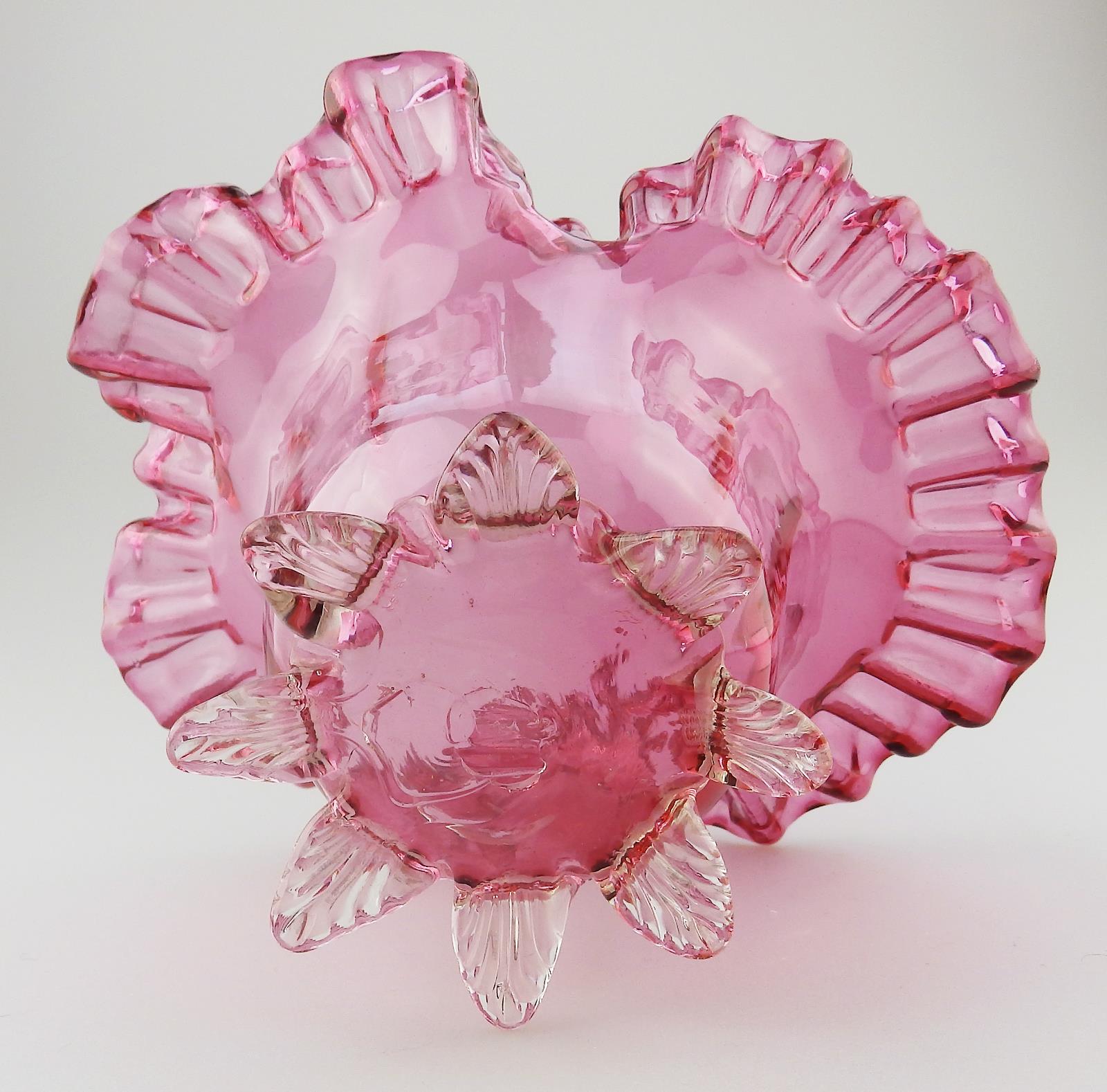 A good and large Victorian cranberry glass Bowl No.2 C.19thC - Image 7 of 7