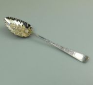 A solid silver Victorian Irish Berry Dessert Spoon C.1843