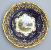 An exquisite Coalport porcelain hand painted Cabinet Plate, Irish interest signed C.1890