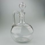 A good Victorian etched glass Flask Decanter C.19thC