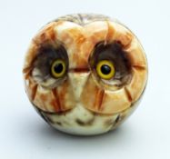 A good and large hand carved alabaster novelty Owl Paperweight 20thC