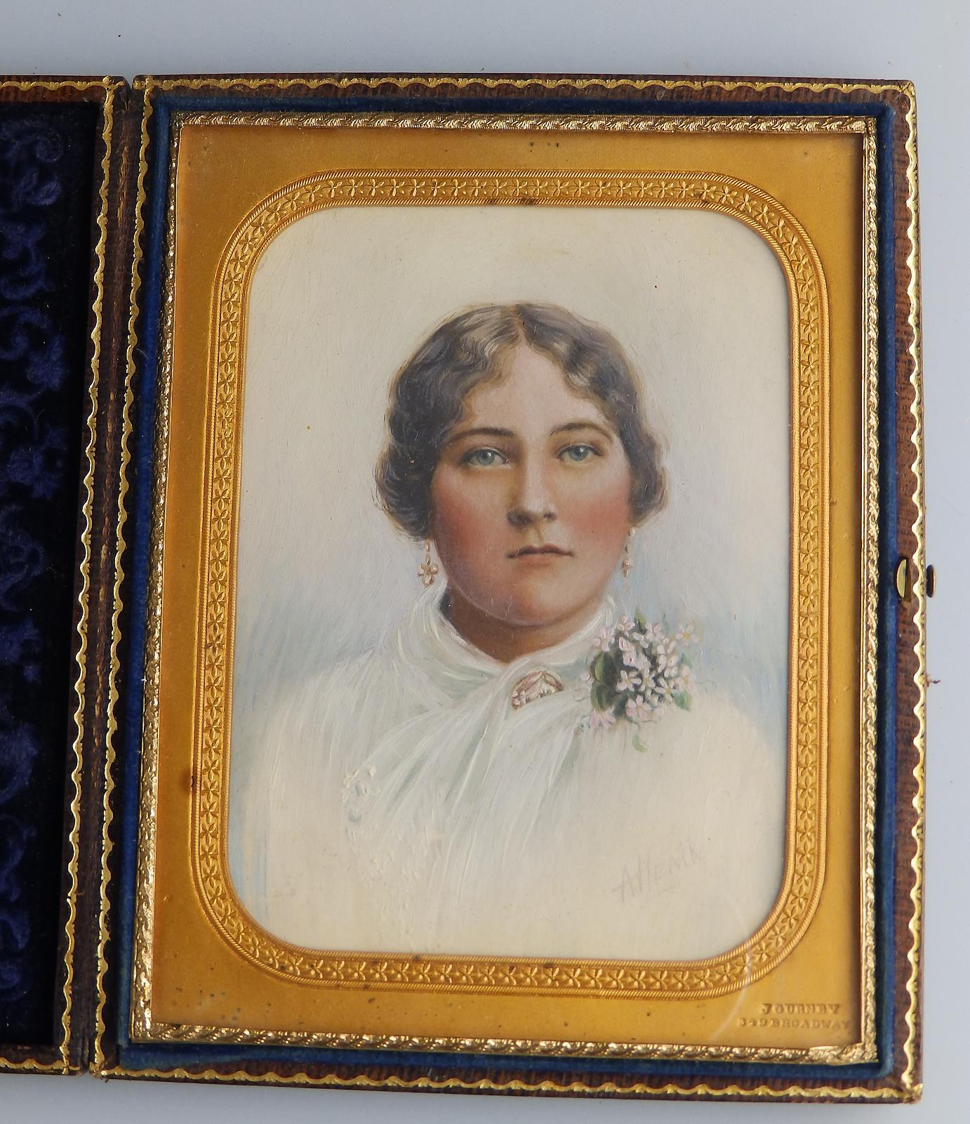 A good American Portrait Miniature in Gurney Case of a maiden C.19th - Image 2 of 5