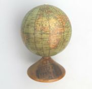 An extremely rare Mauchline Ware Terrestrial Globe Ipswich by Johnsons C.19thC