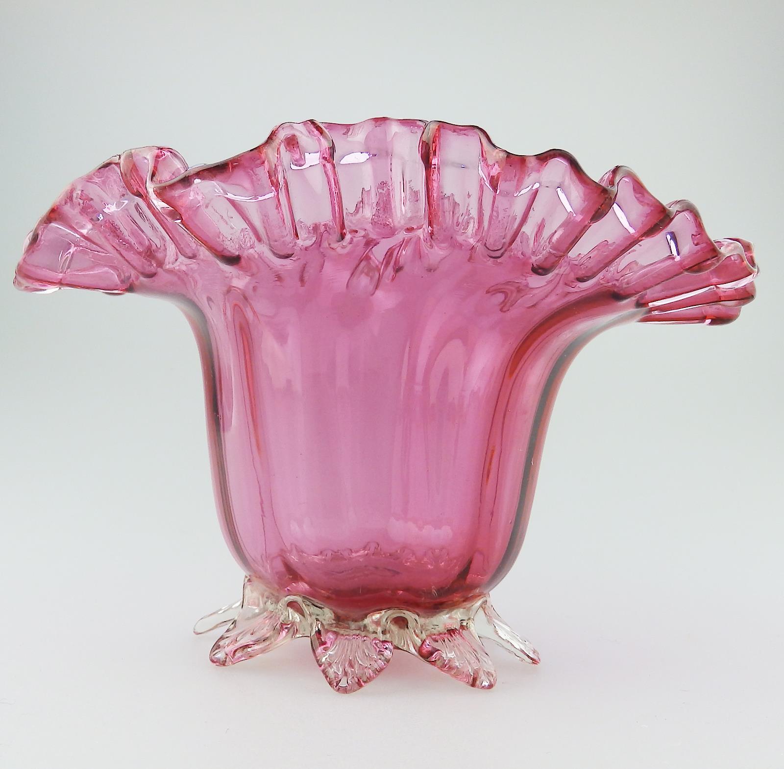 A good and large Victorian cranberry glass Bowl No.2 C.19thC - Image 3 of 7