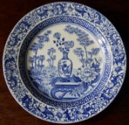 A Scarce Wedgwood Bamboo pattern blue & white Transferware Plate - Mid 19thC