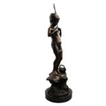 A very fine quality & large Bronze, after Giovanni de Martino of a Fishing Boy 20thC